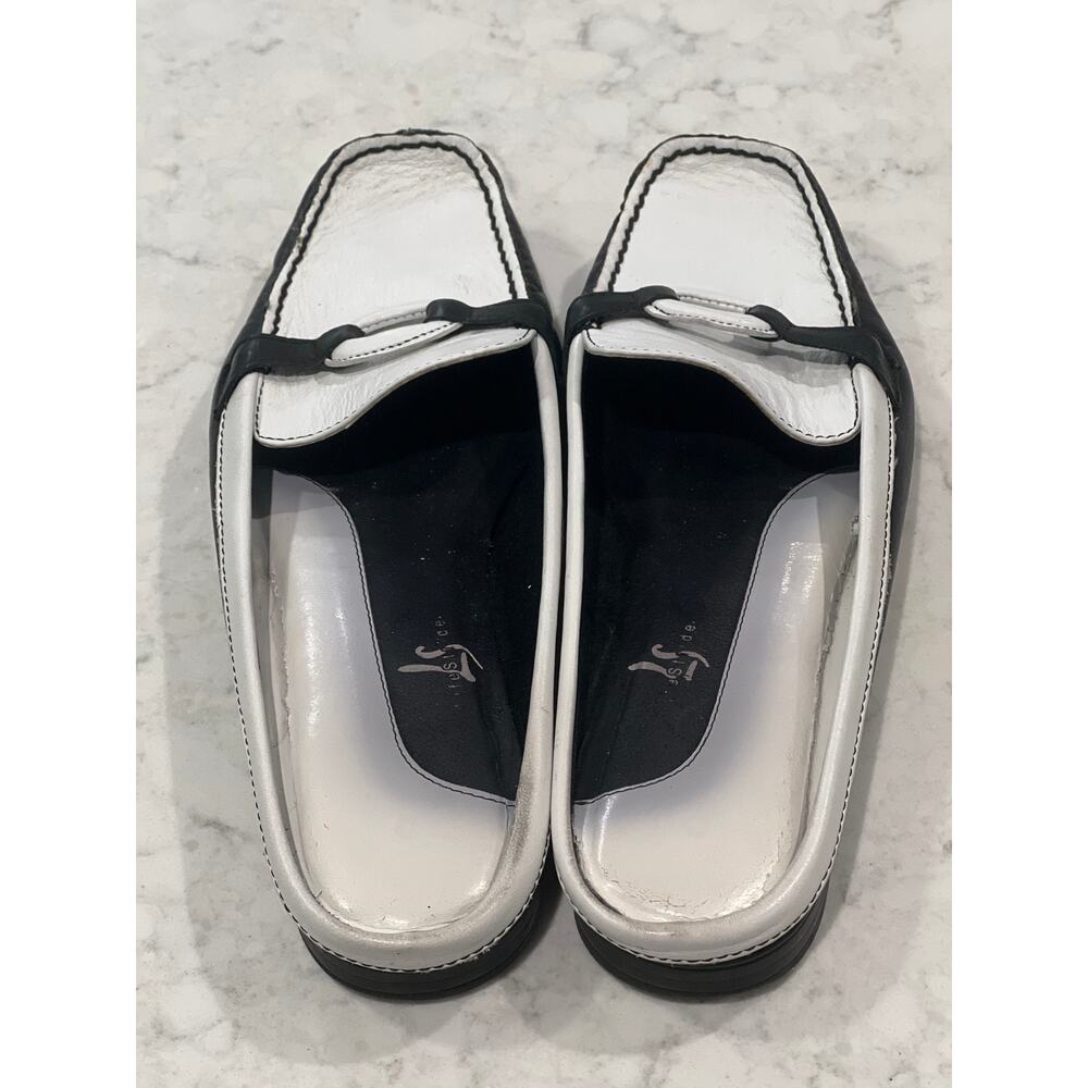 Life Stride Women Leather Slip‎ On Loafer Mules Shoes Comfort Size 9 White Black - Picture 2 of 7
